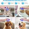 A purple electric scalp massager is being used to provide a gentle pet massage to a cat and a dog.