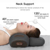 A person is using an electric cervical neck massager for safe stretching and muscle relief.