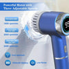 Blue electric spin scrubber motor with three adjustable speed settings and a 1200mAh battery