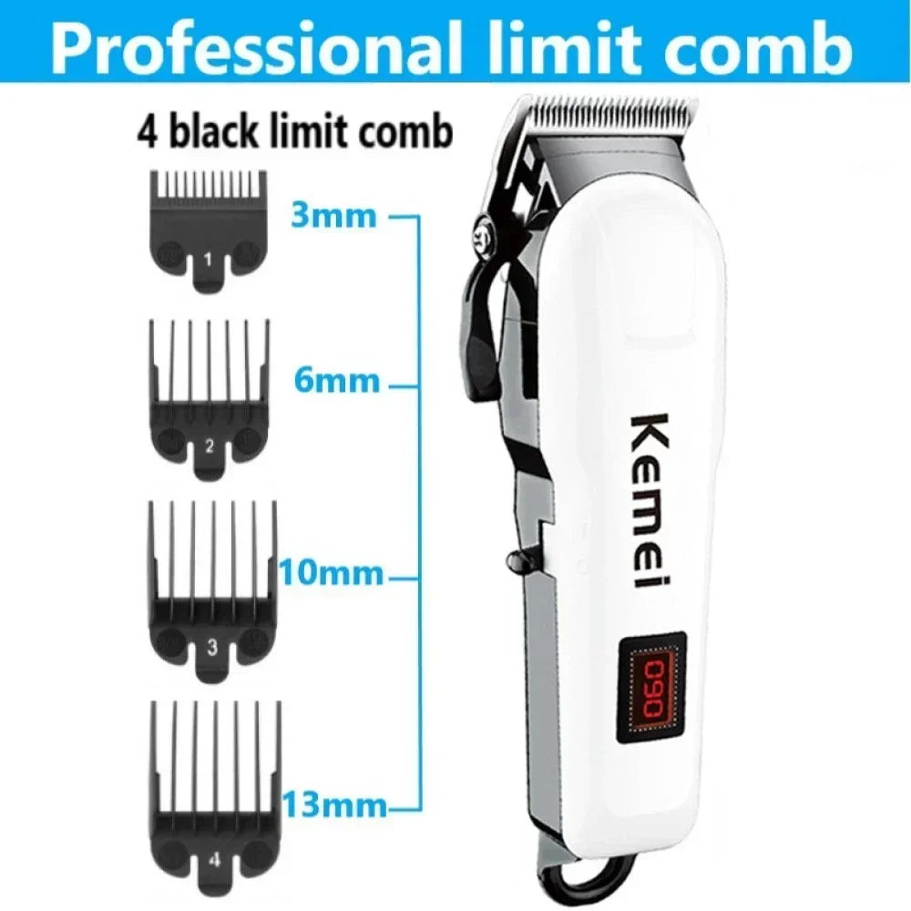 A set of four black limit combs for a professional hair clipper trimmer, showing sizes from 3mm to 13mm.