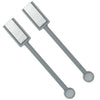 A pair of silver nail magnet tools with gray handles and silicone tips for applying 3D gradient cat eye nails.