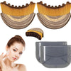 A woman is shown next to a lymphatic contour face brush and its components.