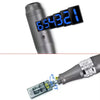 A close-up view of the Dr. Pen Ultima M8 wireless microneedling device with a digital display and needle mechanism.