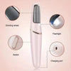 A white automatic electric foot grinder with detachable grinding wheel, flashlight, switch, and charging port.
