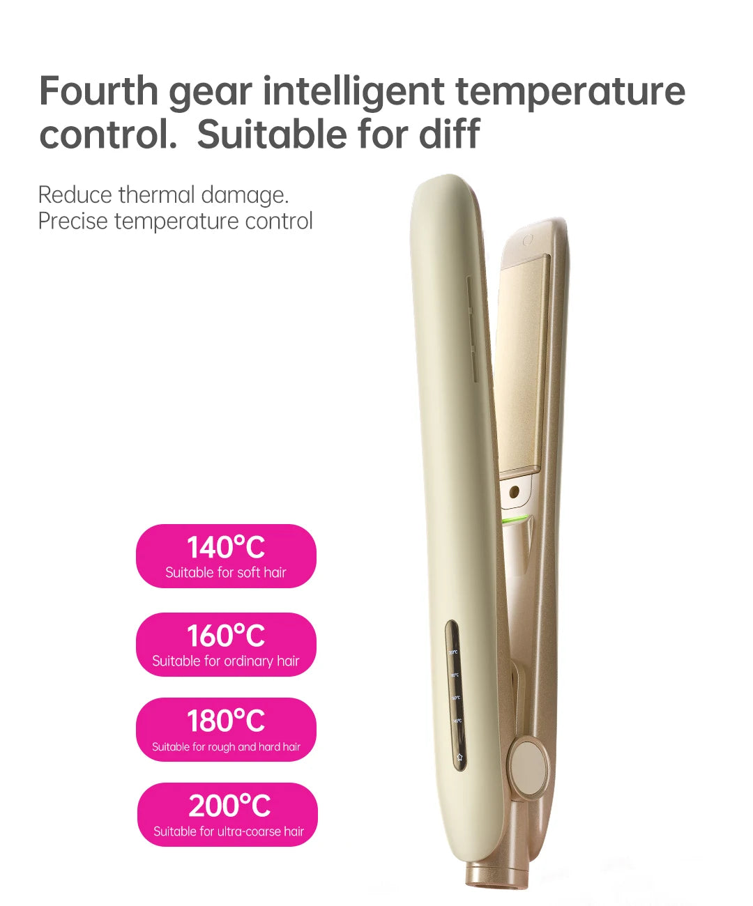 Beige professionelles Keramik-St 평pfannen-Eisenwerkzeug in vertikaler Ansicht.