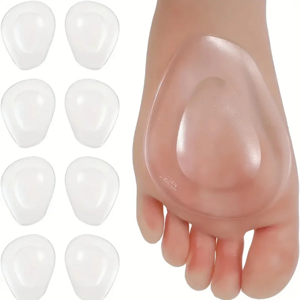 Primer plano de plantillas de silicona rosa para la parte delantera del pie, antideslizantes y cómodas, mostrando múltiples a