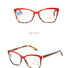 Orange-tinted progressive multifocal reading glasses shown from the front and side angles.