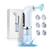 A white micro bubble pore vacuum cleaner with various silicone nozzles and a demonstration of its suction power.