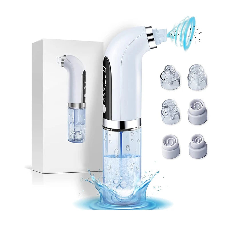 A white micro bubble pore vacuum cleaner with various silicone nozzles and a demonstration of its suction power.