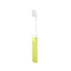 Ensemble de brosses à dents de voyage jaune pliable avec une tête de brosse blanche.
