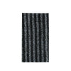 A close-up of a black and white striped exfoliating loofah scrubber.