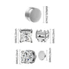 A set of 6mm crystal magnetic stud earrings for men shown in various views.