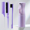 Ensemble de peignes pour coiffure professionnelle violet : peigne à paume, peigne à vent et peigne fin.