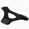 Black anti-snoring chin strap designed for sleep.
