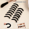 A set of black silicone eyelash curler pads and a stainless steel curler tool.