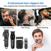 A collection of professional cordless hair clippers and trimmers for hair lining, beard shaving, and trimming.