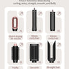 A set of six functional air nozzles for hair styling including drying, curling, wavy, straight, smooth, and fluffy finishes.