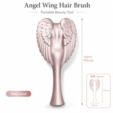 Cepillo para cabello con ala de ángel de oro rosa y mango cónico con diseño detallado de plumas