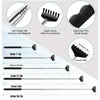 A set of stainless steel telescopic back scratchers in various lengths and an ergonomic PVC handle design.