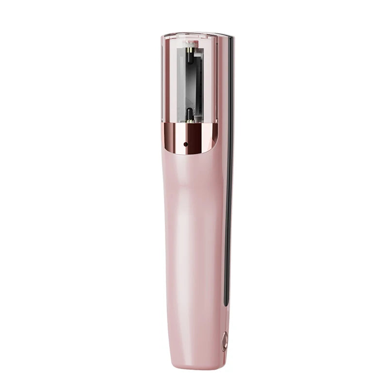 A pink cordless split hair clipper with a silver guard and housing.
