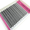 A display of black eyelash extensions in various lengths, packaged for DIY lash extension mix.