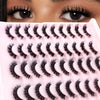 Gros plan d'un kit d'faux cils roses avec de nombreuses cils de mink naturels disposés en rangées.