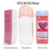 A set of professional waxing products including a pink wax warmer, a pink roll-on wax, and depilatory paper.