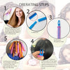 Five steps showing how to use a heatless hair curler set for bouncy spiral curls