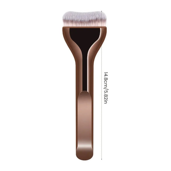 A professional foundation brush with soft nylon bristles shown vertically.