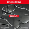 A close-up view of black reading glasses showing the high quality material and integrated design fitting the nose bridge.