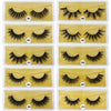 A set of ten pairs of premium mink false eyelashes displayed in individual packaging.
