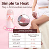 A hand holds a pink electric heating device used for immediate warming, shown next to a guide for room temperature heating ti