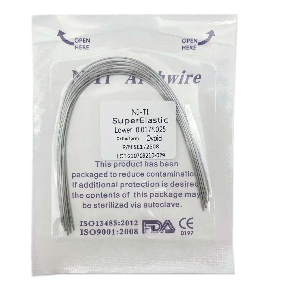 Paquete con alambres ortodónticos SuperElastic NI-Ti para tratamiento dental