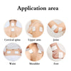 Diagram showing various application areas for reusable non-woven electrode pads, including cervical spine, upper arm, and joi