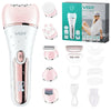 A collection of VGR multi-functional electric body and facial epilator tools in pink and white.