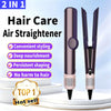 A purple hair care air straightener tool shown next to its interchangeable dryer attachment on a white background.