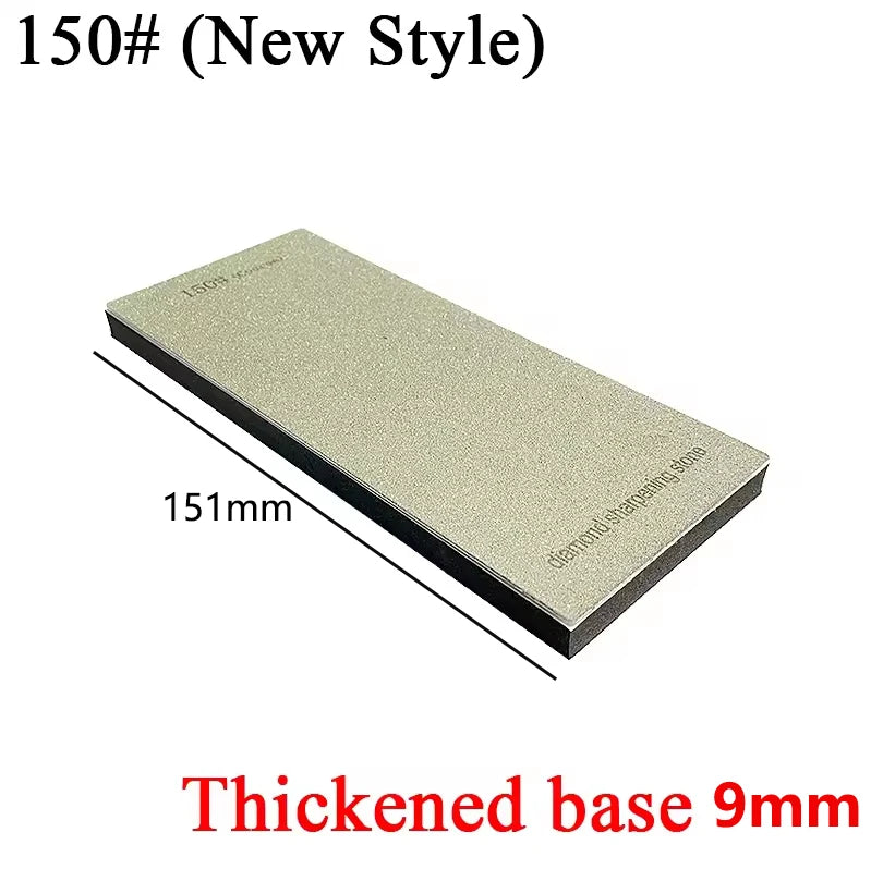 A rectangular diamond sharpening stone with a 151mm length and a thickened base of 9mm.