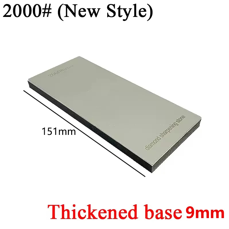 A silver diamond sharpening stone with a 9mm thickened base shown at an angle.