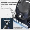 Close-up of a precision steel grinding blade attachment for a cordless hair clipper showing its serrated teeth and detachable
