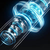 Close-up view of a high torque high speed motor trimmer with blue light effects demonstrating steady flow control.