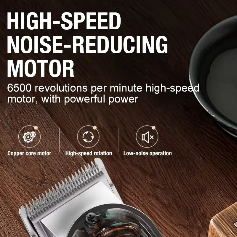 Close-up view of a high-speed motor component for an electric hair clipper.