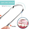 Stainless steel tongue scraper shown with a flexible design for oral hygiene