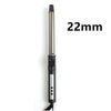 A close-up view of a professional ceramic hair curling iron with a 22mm barrel.