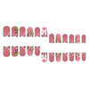 A set of 24 nude pink press-on nails featuring a leopard print and 3D charms.