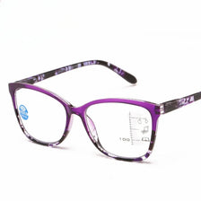 Lunettes de lecture progressives violettes avec protection anti-lumière bleue