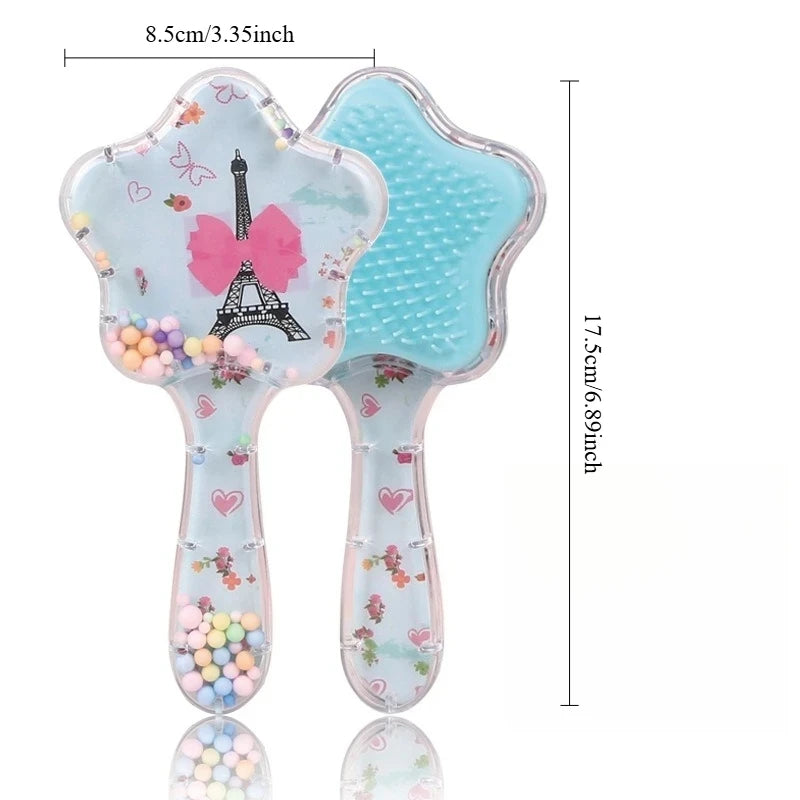 Un ensemble de deux peignes à cheveux d'animaux de couleur pastel avec fleurs et monuments pour enfants et adultes.