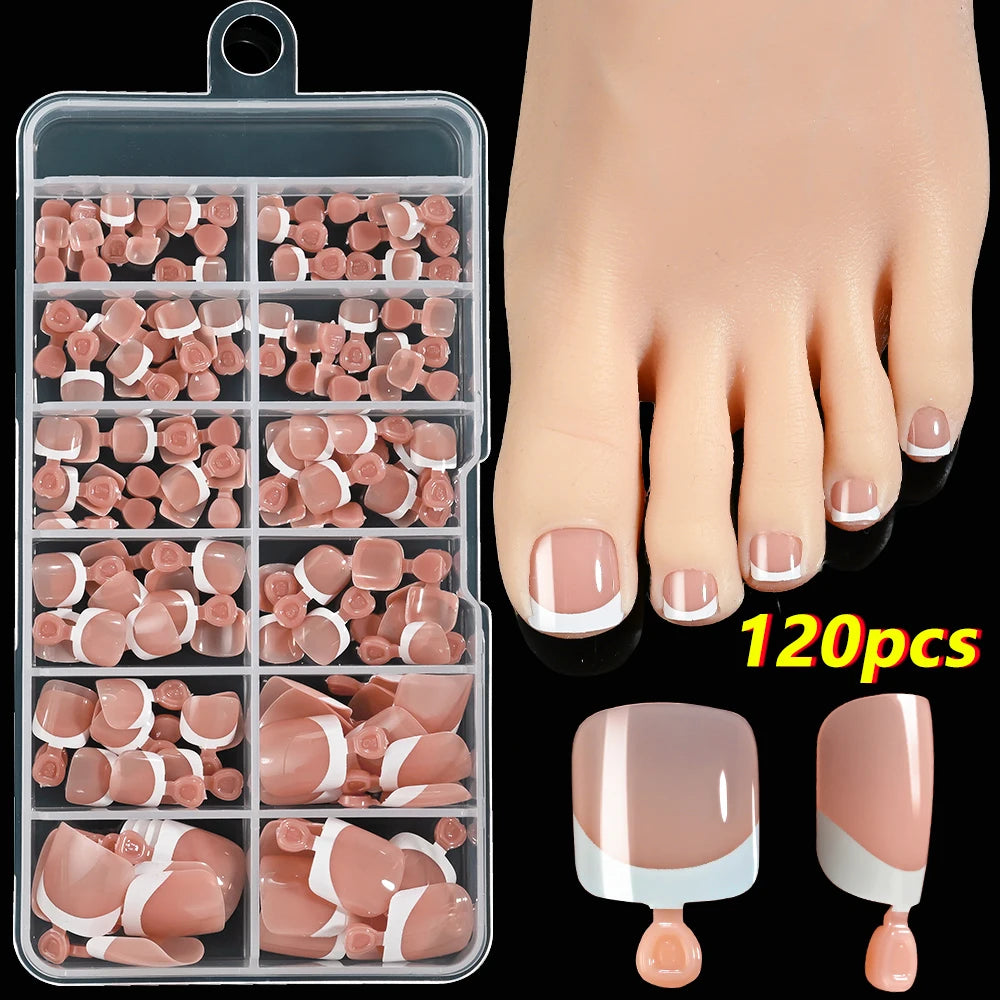 Colección de prensa francesa de 120 piezas en uñas, en tonos rosa y nude.