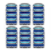 A set of six premium 5-blade razor replacement heads for men in blue and silver packaging.