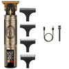 A professional rechargeable hair grooming kit featuring a gold-colored body and black grooming tools.