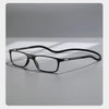 A pair of black fashion neck hanging reading glasses with a magnetic attraction design.